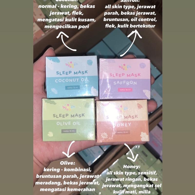 BYBDKA Sleeping Mask Bybdka SleepMask Bybdka id Berjerawat Bruntusan Berminyak Mencerahkan Saffron Honey Olive Oil Coconut Oil 3