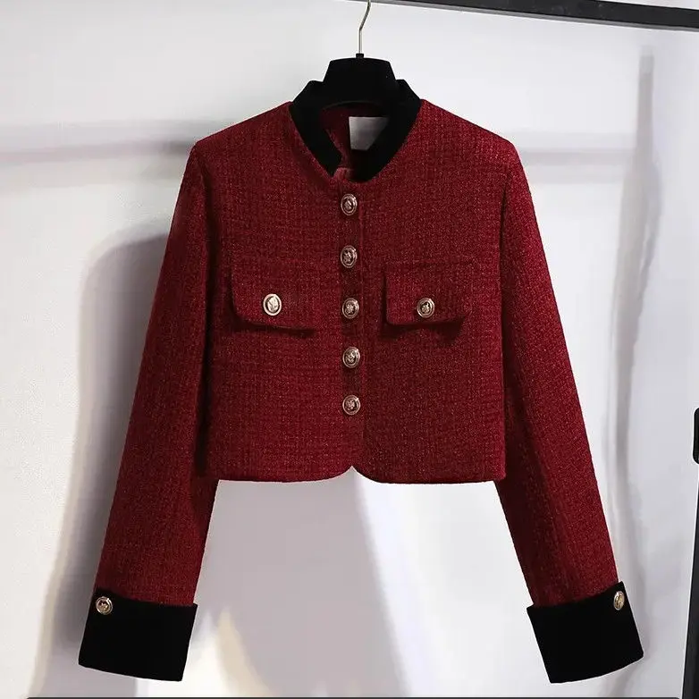 Áo Choàng Chiến Đấu Năm Mới Ngoại Cỡ Áo Khoác Vest Phong Cách Cổ Điển Màu Đỏ, Bộ Hai Mảnh Váy Xếp Ly Mới Mùa Xuân, Thích Hợp Cho Mùa Xuân, Năm 2025 Top Khuy Nữ Women Pants 3