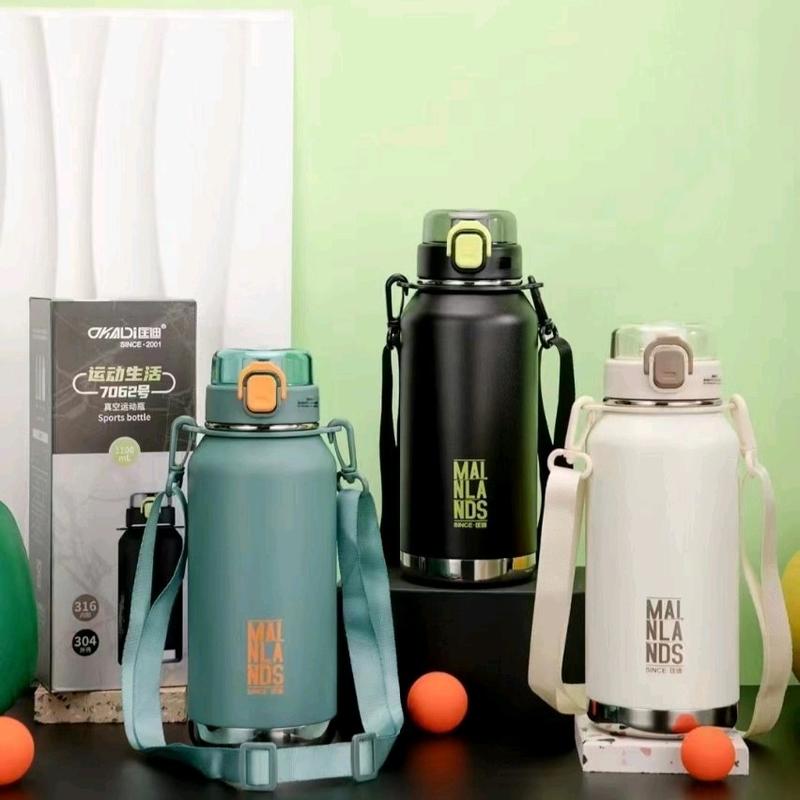 (Tặng túi vải) Bình giữ nhiệt KD-7062 dung tích 1100ml có dây đeo, quai sách, ống hút