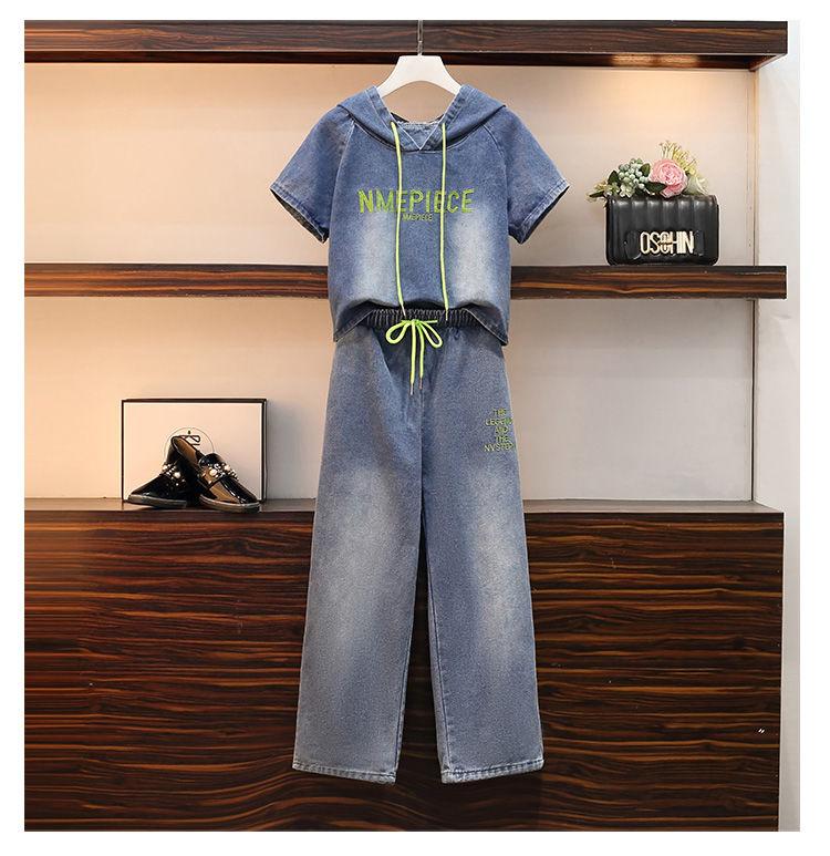 Product Introduction of Bộ Đồ Hai Mảnh Denim, Thời Trang Mùa Hè, Quần Dài Co Giãn, Áo Khoác Có Mũ Trùm Đầu, Ống Rộng Của Phụ Nữ, Phong Cách Hàn Quốc, Dáng Rộng Rãi Và Bó Sát, Thời Trang Women Top 21