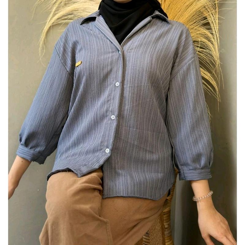 Inara shirt - Kemeja Kancing Korean style Basic Ledy Crush Wanita Oversize 5