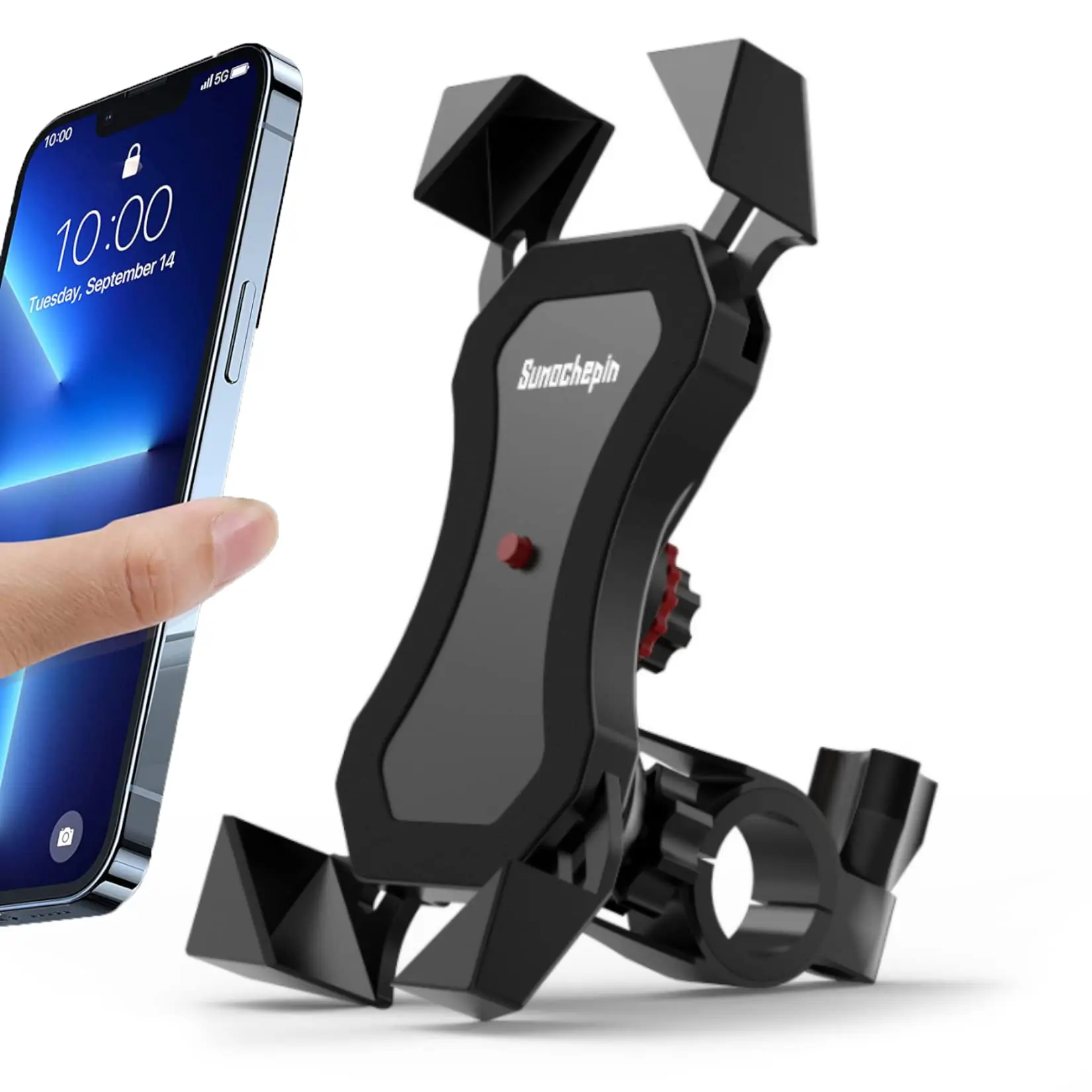 Scooter Phone Holder, 360° Adjustable Fixed Phone Mount for Motorcycle, Electric Scooter Accessories, E-bike and Bicycles Phone Mount