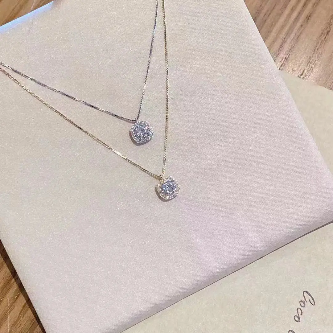 Cổ Kim Cương Lung Linh Kim Cương, Hình Vuông Nhỏ Thiết Kế Độc Đáo Cho Nữ, Giá Cả Phải Chăng, Sang Trọng Và Thanh Lịch, Dây Chuyền Xương Đòn Đơn Giản, Phong Cách Người Nổi Tiếng Trên Internet Cao Cấp, Ngầu