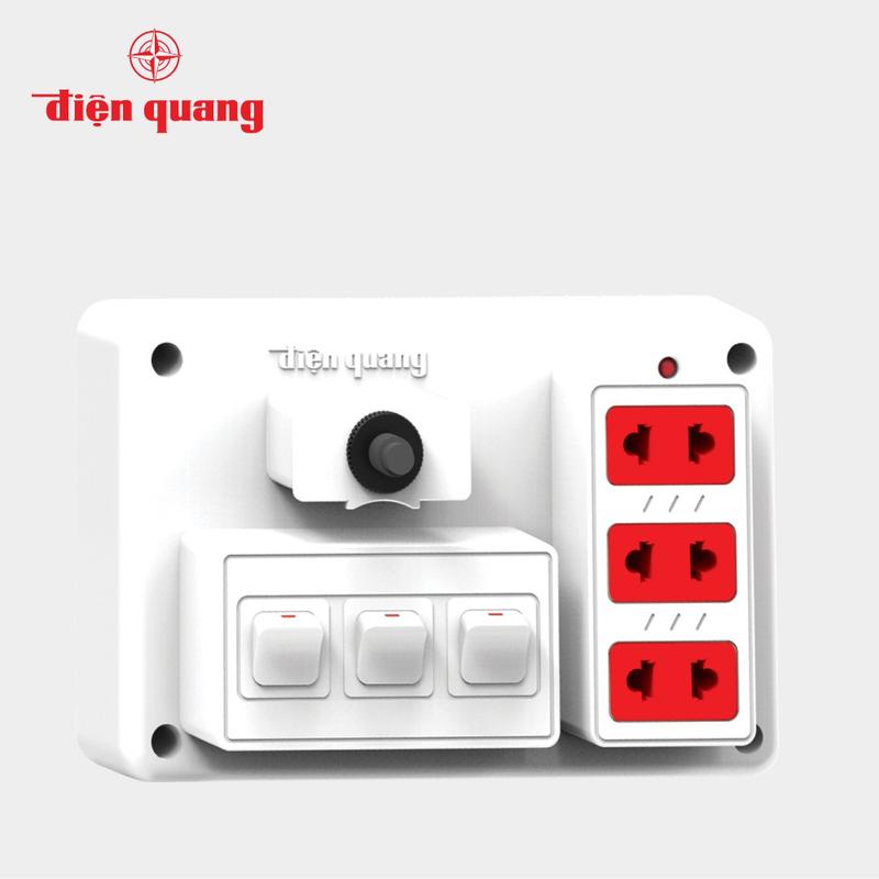 Bảng điện nổi Điện Quang ĐQ FEP 32W 02S - Taplo 3 lỗ 2 chấu, 1/2/3 công tắc