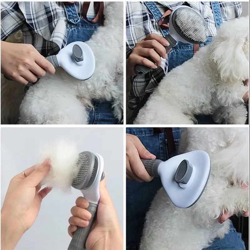 Lược chải lông chó mèo có nút bấm CHÍNH HÃNG CLEAN size to chải lông chó mèo 1