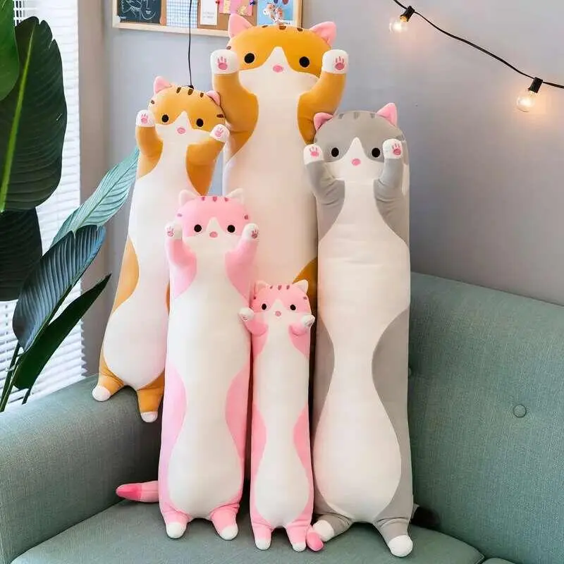 Gift Long Throw Cydrical Pillow Cute Cartoon Cat Large Plush Toy Rag Doll Children's Toys