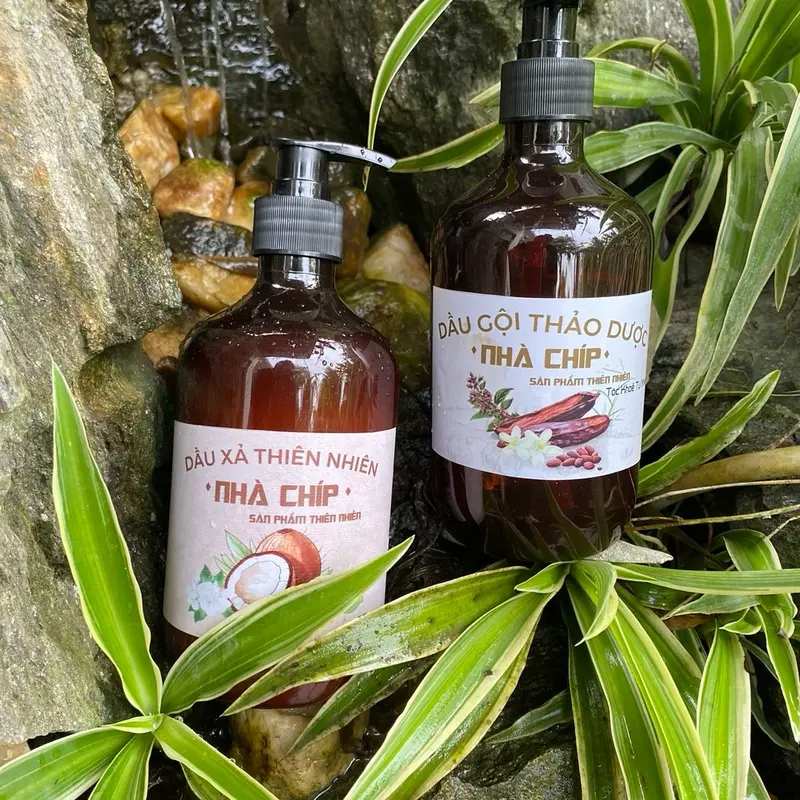 Combo gội xả thảo dược Nhà Chíp 500ml/1 combo hỗ trợ mọc tóc giảm gàu ngứa 2