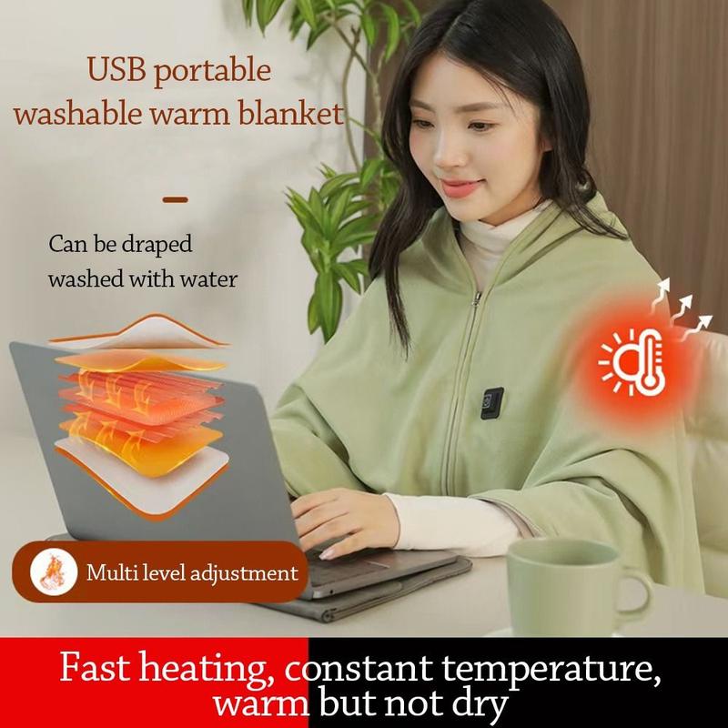 Product Introduction of Office Wearable USB Electric Heated Blanket Washable Portable Heating Lap Blanket Warm Clothing Warm Shawl for Winter 9