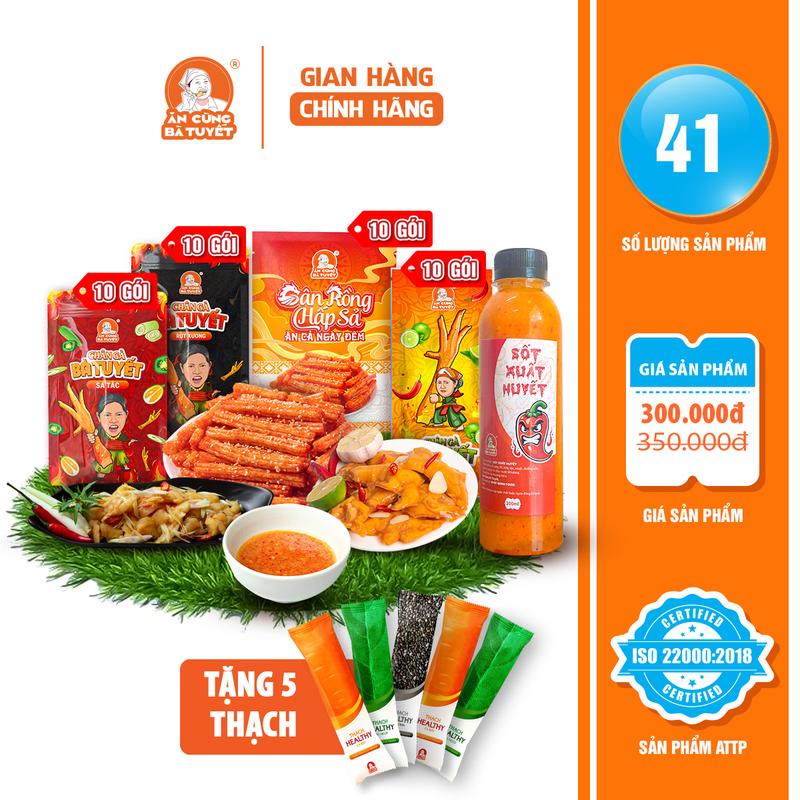 [ tặng 5 thạch ] COMBO TỄ MÔI gồm: 10 gà sả tắc + 10 chân gà tê cay + 10 chân gà chua cay + 10 gân rồng - ĂN CÙNG BÀ TUYẾT