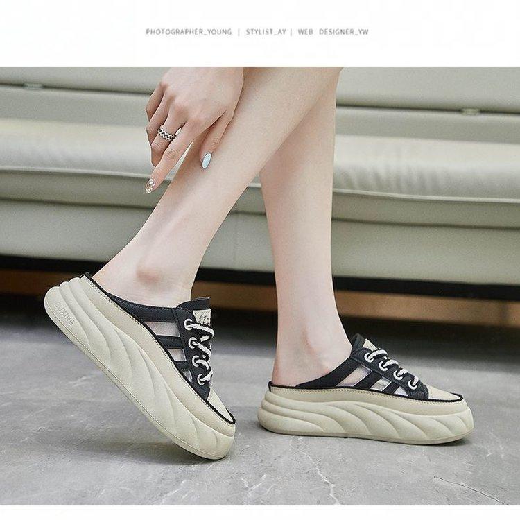 Product Introduction of Slippers Rubber Flat Mid Heel (3-5cm) Closed Toe Microfiber Footwear Comfort Girl Shoes Women Walking Shoes Dance 19