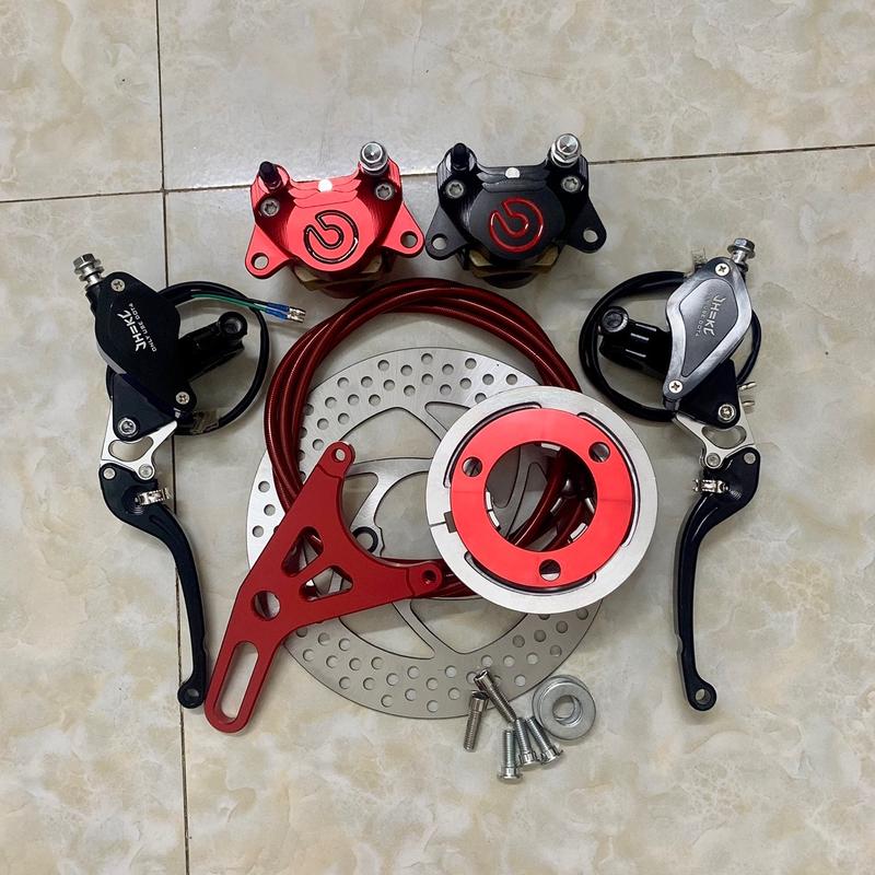 Combo phanh đĩa sau xe điện heo CNC brembo tay phanh bình dầu liền cnc có tăng chỉnh ( tặng dầu khi mua kèm phanh ) Phụ Tùng