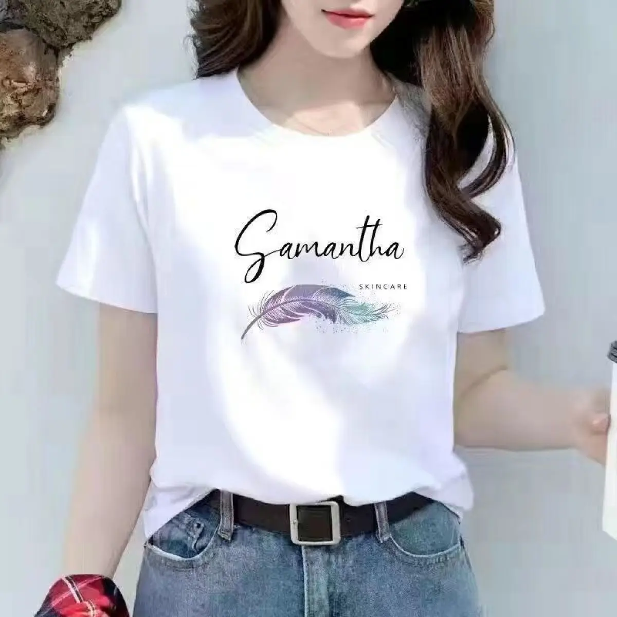 2024 Fashionable and Elegant Women's Wear White T-shirt Women's Short sleeved Round Neck Loose and Versatile New Female Students Wear Korean Half Sleeved T-shirt