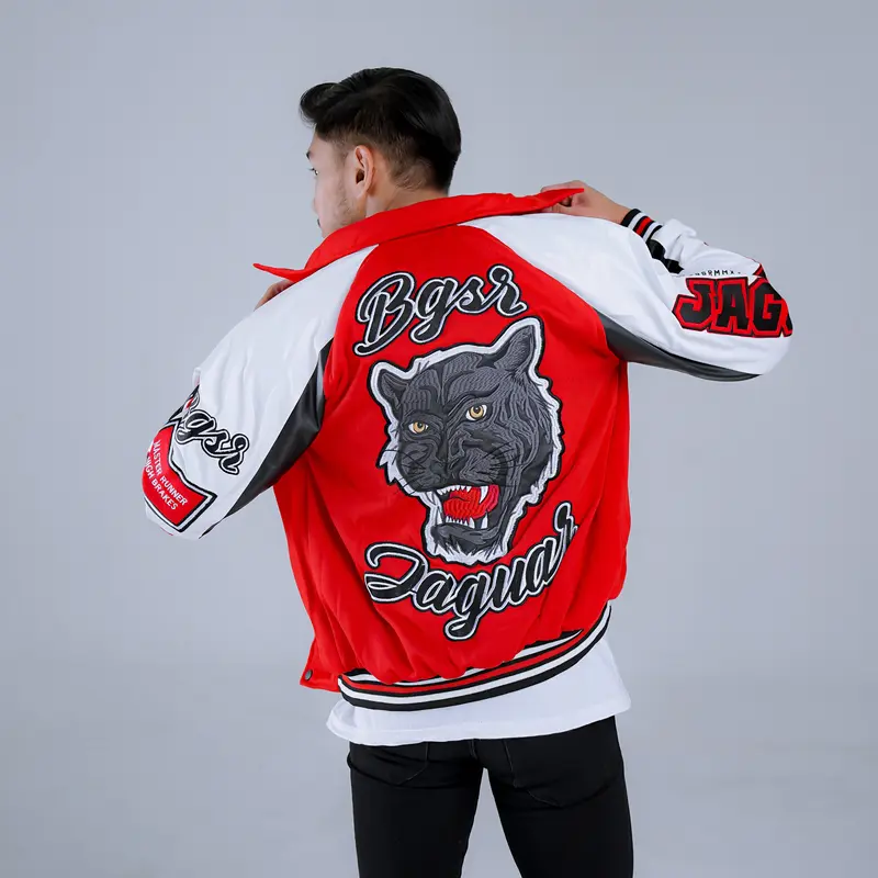 Jaket Varsity Baseball Jacket Vintage Windbreaker Bordir Tebal Jaguar Premium BGSR Terbaru Pria Wanita Bomber Distro Casual Cowok Keren Fleece Sweater Hitam 2