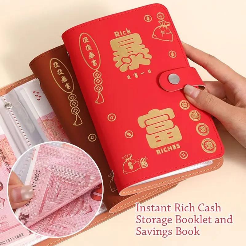 Challenges tiết kiệm tiền, Thiết kế vui nhộn, 100 phong bì, PU không thấm nước, Đóng Gáy mini, Dung lượng lớn, Có thể tái sử dụng, Thích hợp cho trẻ em, Challenge tiết kiệm tiền 0