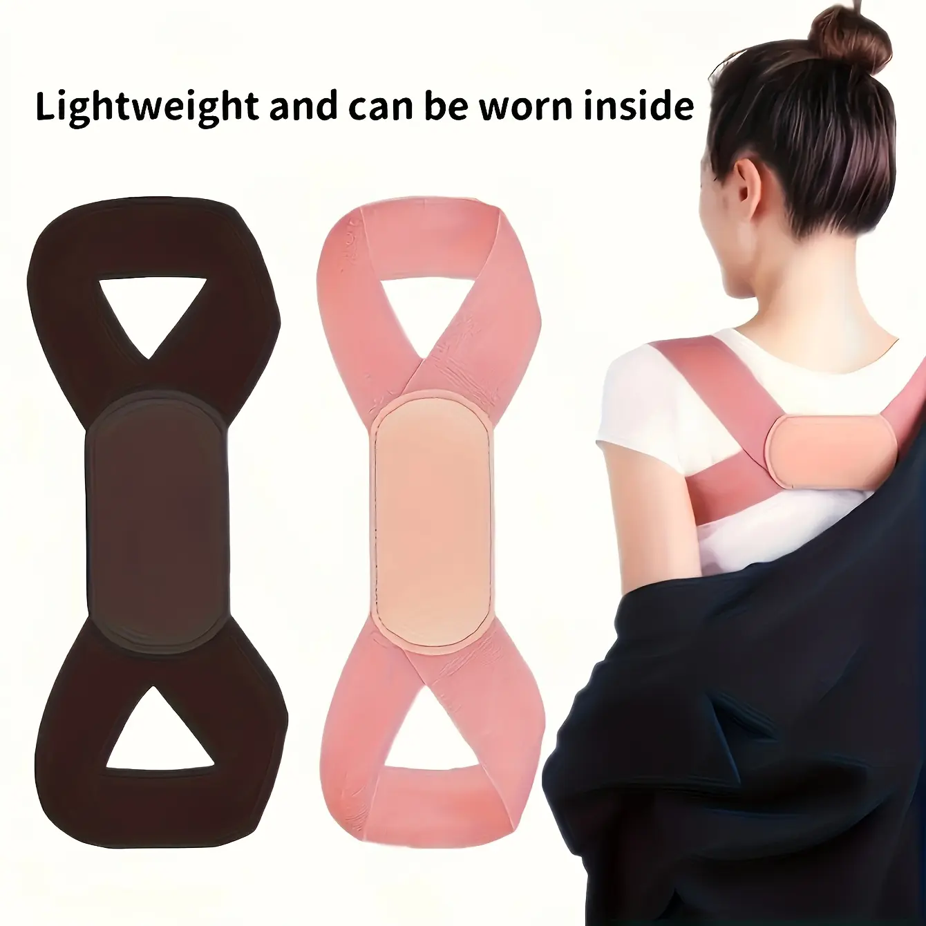 Đai Hỗ Trợ Lưng Có Thể Điều Chỉnh Và Thoáng Khí, Giúp Giảm Đau Cột Sống Phụ Kiện Áo Ngực Màu Trơn Thanh Lịch, Chỉnh Sửa Tư Thế, Làm Bằng Polyester Và Polyurethane, Nhẹ Và Có Thể Đeo Bên Trong, Có Màu Đen, Hồng Và Nâu Có Sẵn