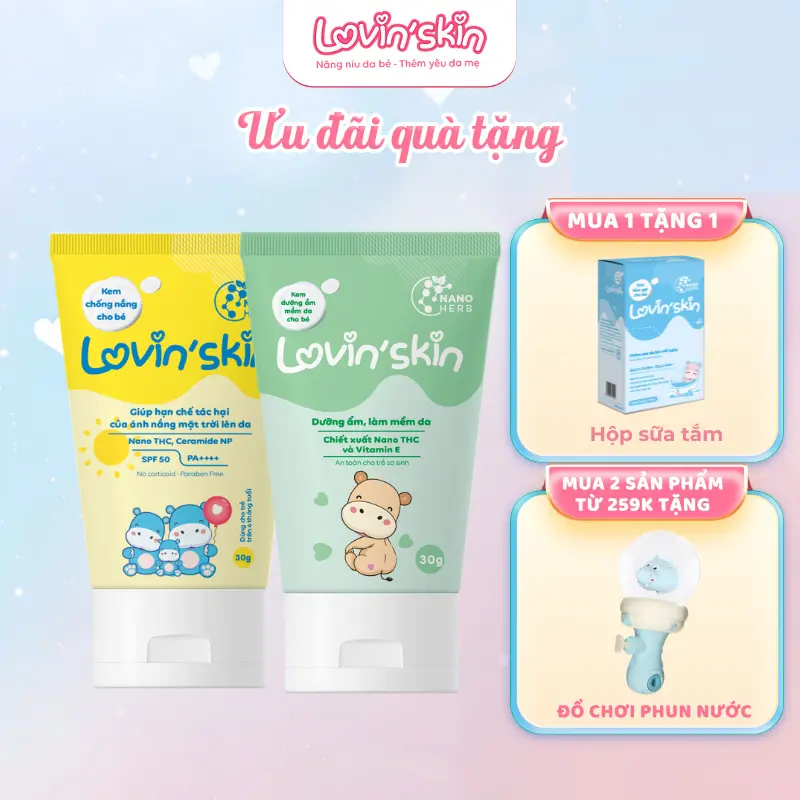 Combo Kem Chống Nắng và Kem Dưỡng Ẩm mềm da cho bé LOVIN'SKIN 1