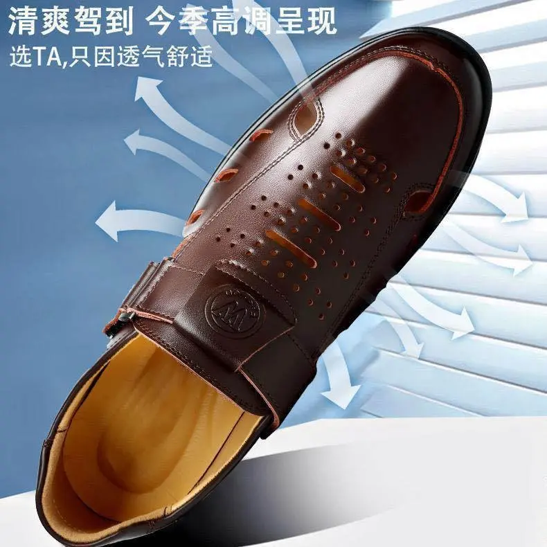 Giày Da Nam Chính Hãng Giày Da Ưu Đãi Đặc Biệt Xăng Đan Da Khoét Lỗ Giày Coros Thoáng Khí Dễ Phối Đồ Giày Cho Bố Công Sở Trung Người Già Và Cao Tuổi Shoes Đế Bằng 7