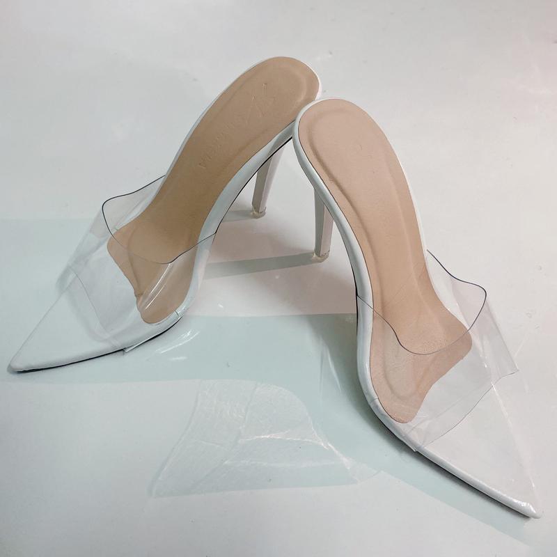 Product Introduction of Mã 21 - Giày/Dép/Guốc nữ cao gót, mũi nhọn, quai trong, quai ngang mika trong suốt, đế nhọn 9cm DéP Shoes hậu  nơ 10