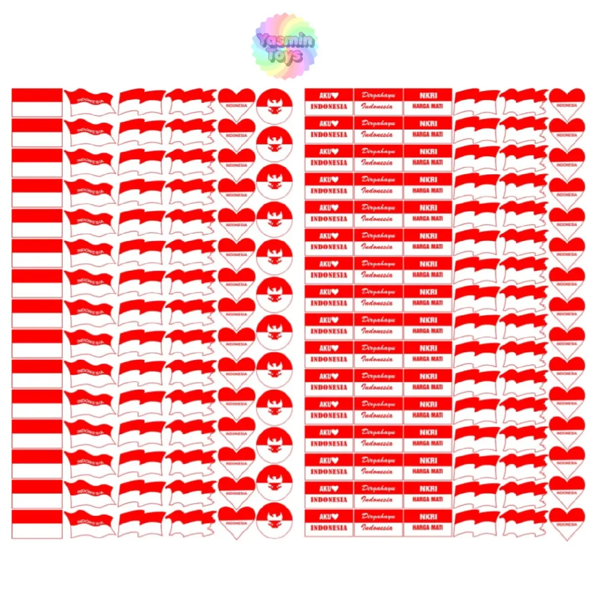 STIKER BENDERA MERAH PUTIH PERLEMBAR ISI -+100PCS /STIKER PIPI HARUS DI POTONG SENDIRI Paper