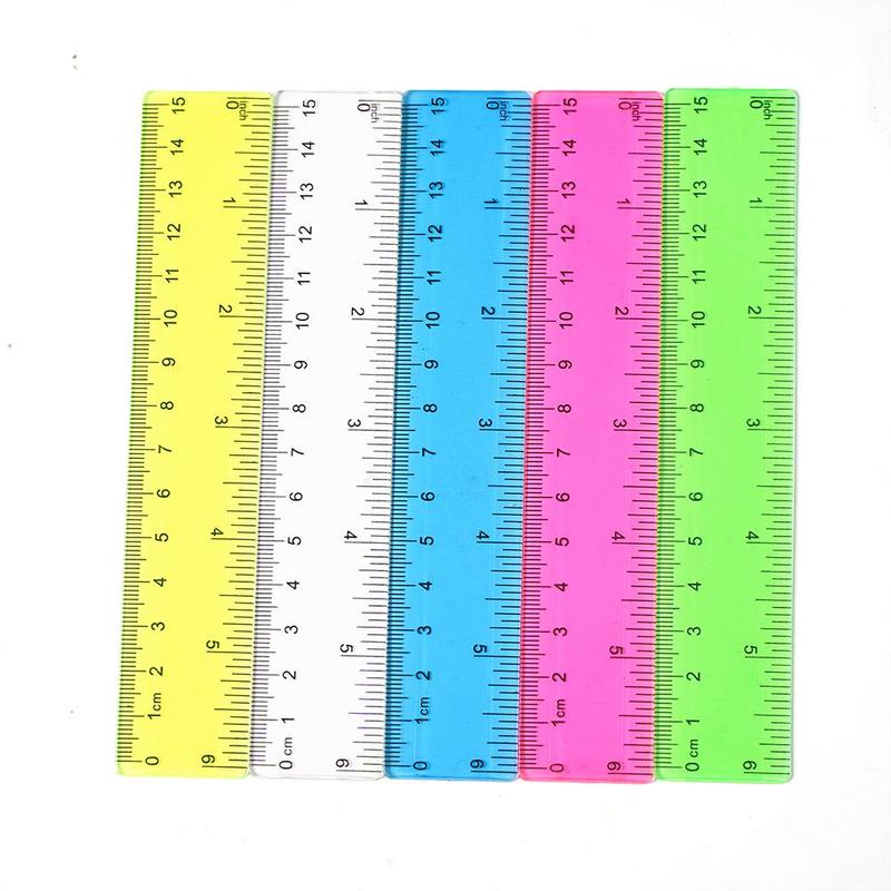 Product Introduction of 15cm Colorful Ruler, 20pcs Portable Clear Plastic Ruler, Straight Shatterproof Ruler, Math Supplies, School Office Measuring Tools 5