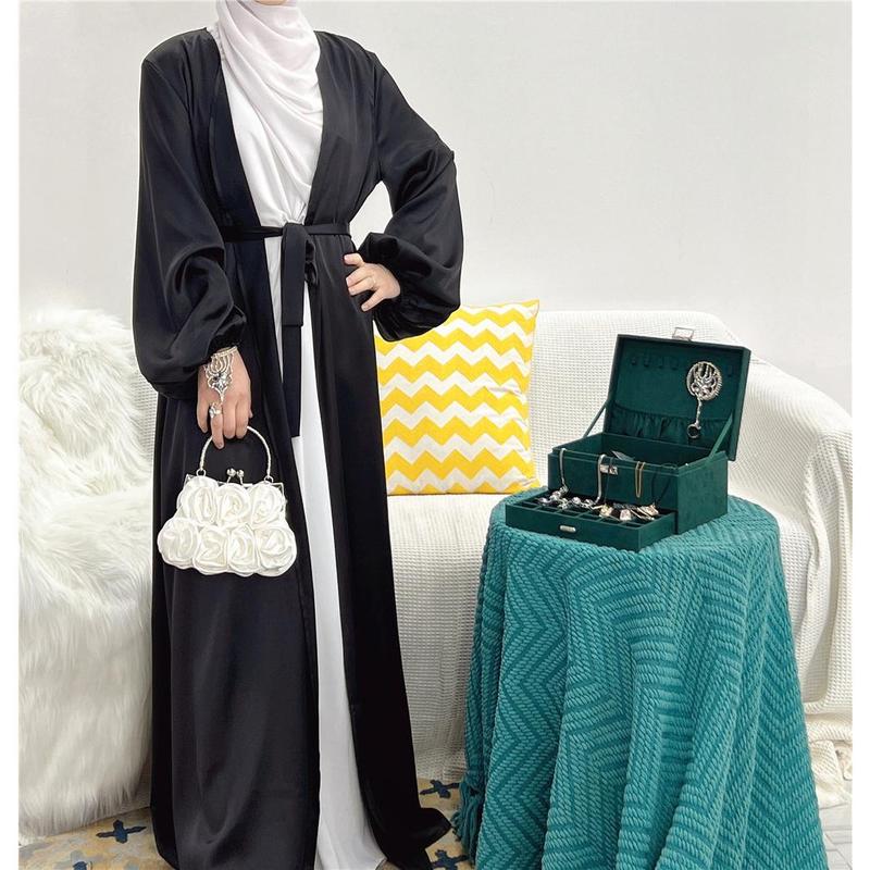 Trang Phục Hồi Giáo Châu Âu Và Mỹ Cho Phụ Nữ, Váy Tay Phồng, Áo Cardigan Satin Trung Đông, Áo Choàng Hồi Giáo, Abaya 8