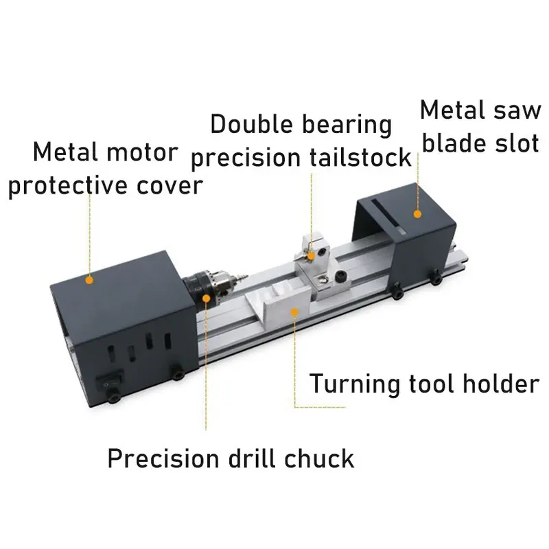 Mesin Bubut Kayu Mini Lathe Beads Jig-Saw Penggiling Alat Driller Kit Woodworking 150W dengan Fitur Pemolesan dan Pembuatan Kerajinan Kayu 7