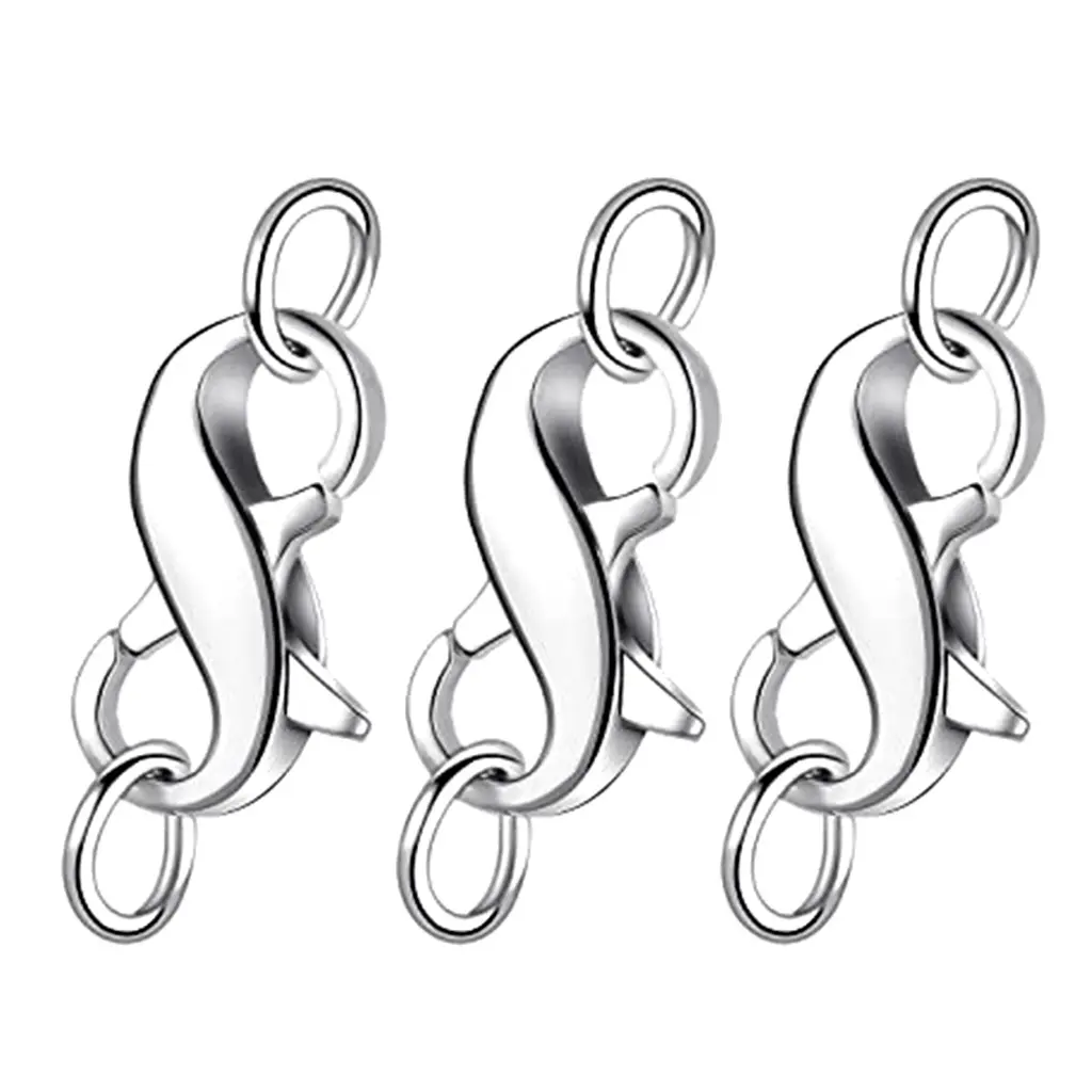 KANG 3x Figure Eight Lobster Clasp Double Opening Necklace Bracelet Extender Closures Claw for DIY Jewelry Finding Repair Kit