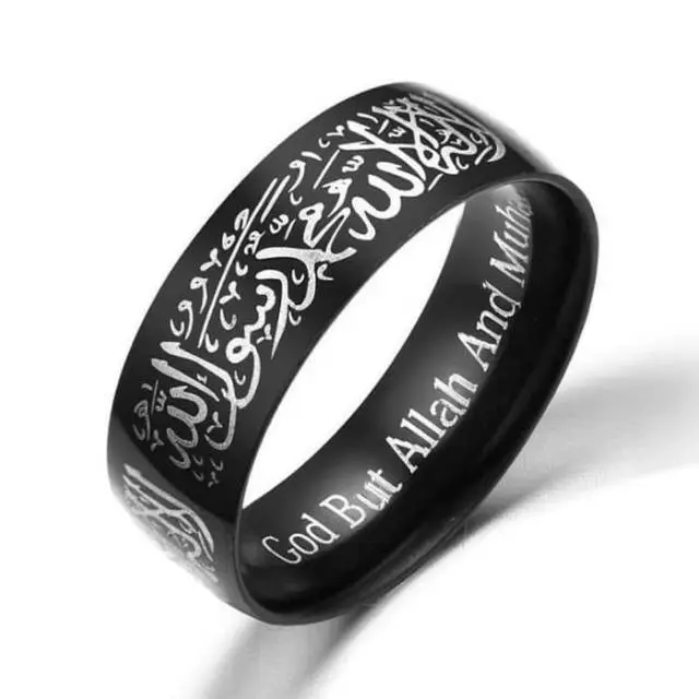 Cincin Tauhid couple Muslim lafadz ukir kaligrafi Titanium Stainless Steel anti karat selamanya Bisa COD