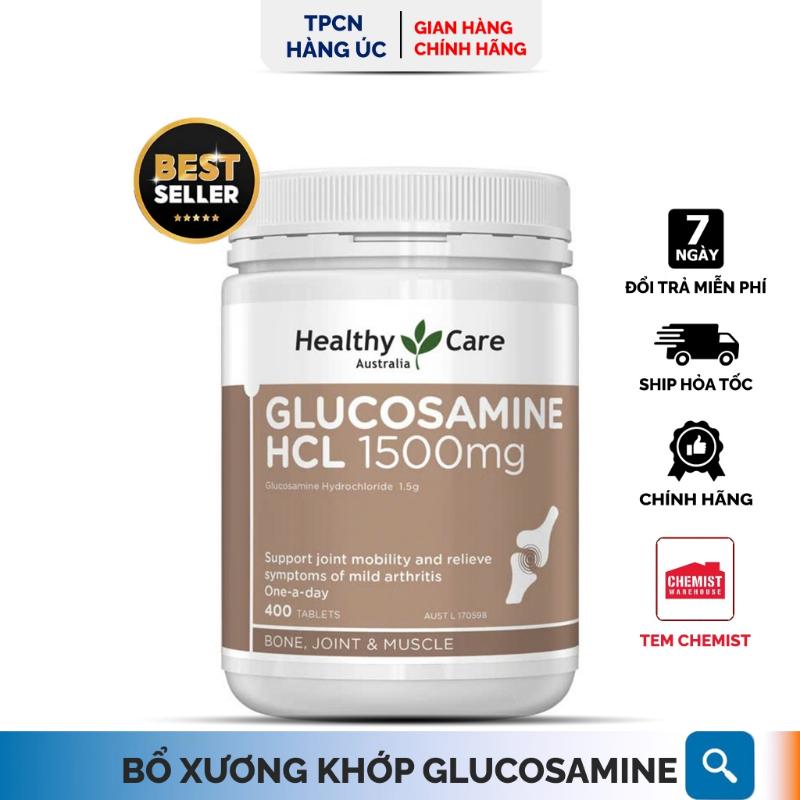 Viên uống bổ xương khớp Glucosamine HCL 1500mg Healthy Care của Úc giúp giảm nguy cơ thoái hóa khớp 400 viên