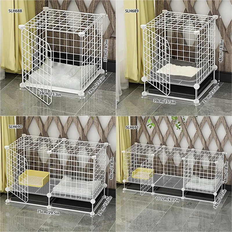 Pet Cage, 1 Set Portable Pet Crate with Door, Pet Cage for Indoor, Pet Fence, Pet Kennel for Small Medium Dogs & Cats 2
