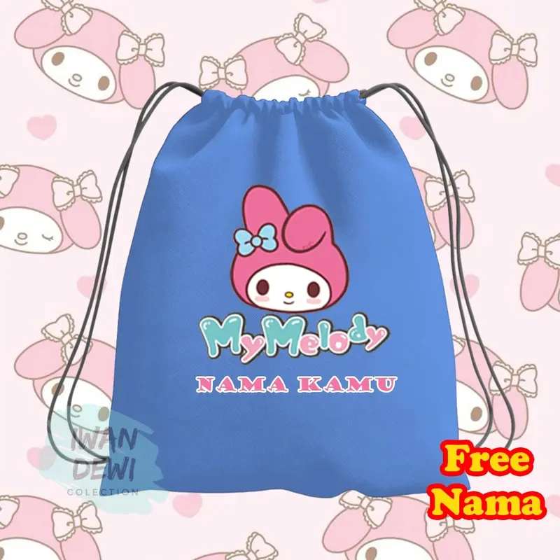 Tas Kantong Serut My melody Sanrio lucu Anak Perempuan - Ransel Anak cewek lucu Imut Purple r ansel 3