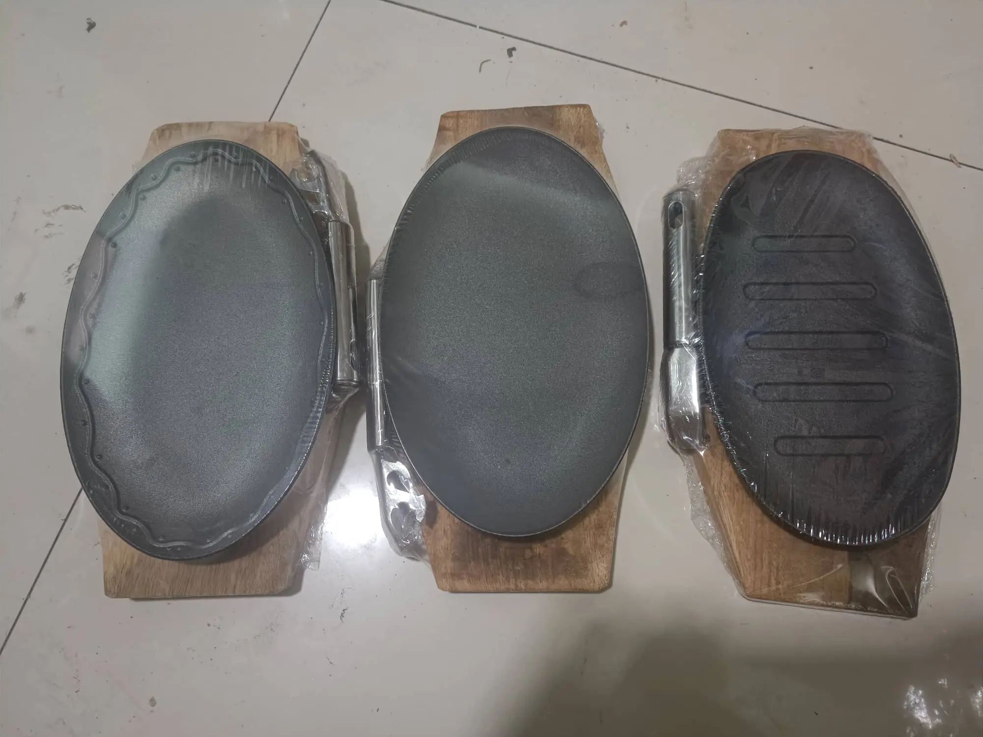 OVAL Sizzling Plate with Stainless Handle CAST IRON Steel