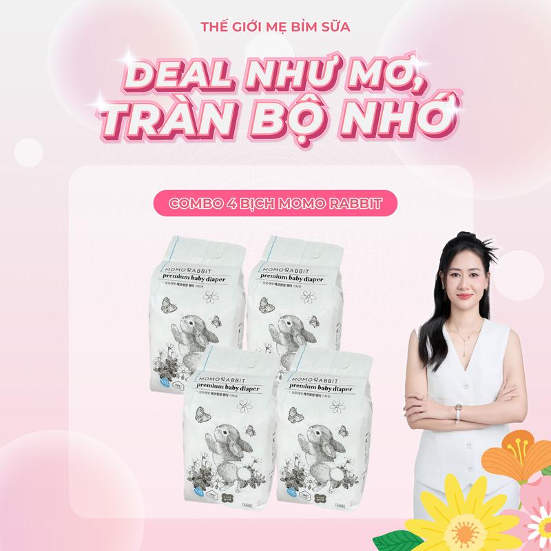 [TGMBS] Combo 4 bịch Bỉm Momo Rabbit Hàn Quốc cao cấp Bỉm Momorabbit nội địa mềm mịn cho bé
