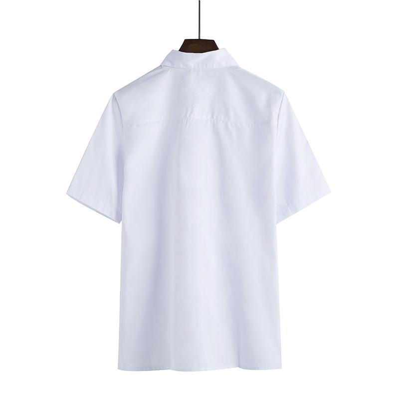 Đồng Phục JK, Phong Cách Preppy Nhật Bản, Đồng Phục DK, Áo Sơ Mi Trắng, Dáng Rộng Vừa Vặn, Cổ Bẻ Ngắn Tay, Thích Hợp Cho Học Sinh, Quần Áo Làm Việc, Trang Phục Công Sở, Ngoại Cỡ Có Sẵn 1