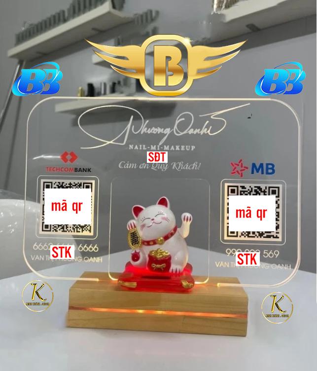 Bảng mã QR mèo thần tài, chất liệu meca, đặt tại quầy lễ tân , kiểu dáng sang trọng phù hợp mọi không gian 7