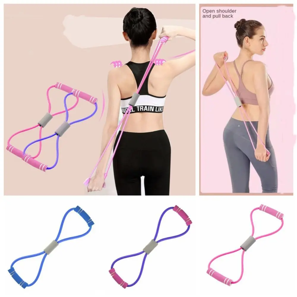 Back Tension Rope Tensile Tape Yoga Resistance Band 8 Shape Muscle Stretching Fitness Resistance Bands Chest Expander Crossfit Exercise Pull Rope Band GYM Fitness