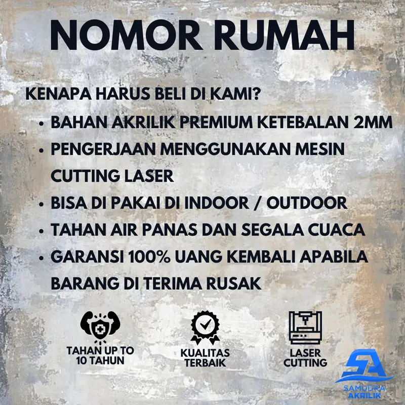 Nomor Rumah Akrilik Aesthetic Minimalis Bebas Custom Villa Kos Penginapan Hotel Thema Bali Tempel B5 Mobil 3