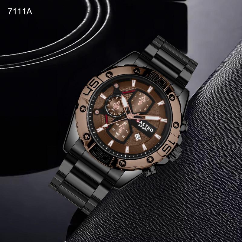 Jam Tangan Pria Gastro 7111A Rantai Stainless Steel Water Resistant 3 ATM Kaca Watches 3