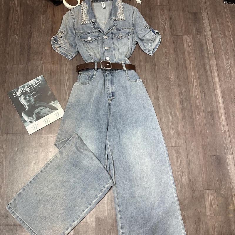 Jum jean cổ vest thêu đá hàng siêu cấp QC