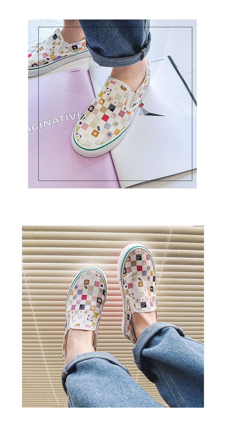 Product Introduction of 2024 Autumn New Breathable Slip-on Lofter Canvas Shoes Women's Plaid Cartoon Mario Pattern Plaid Sneakers 6