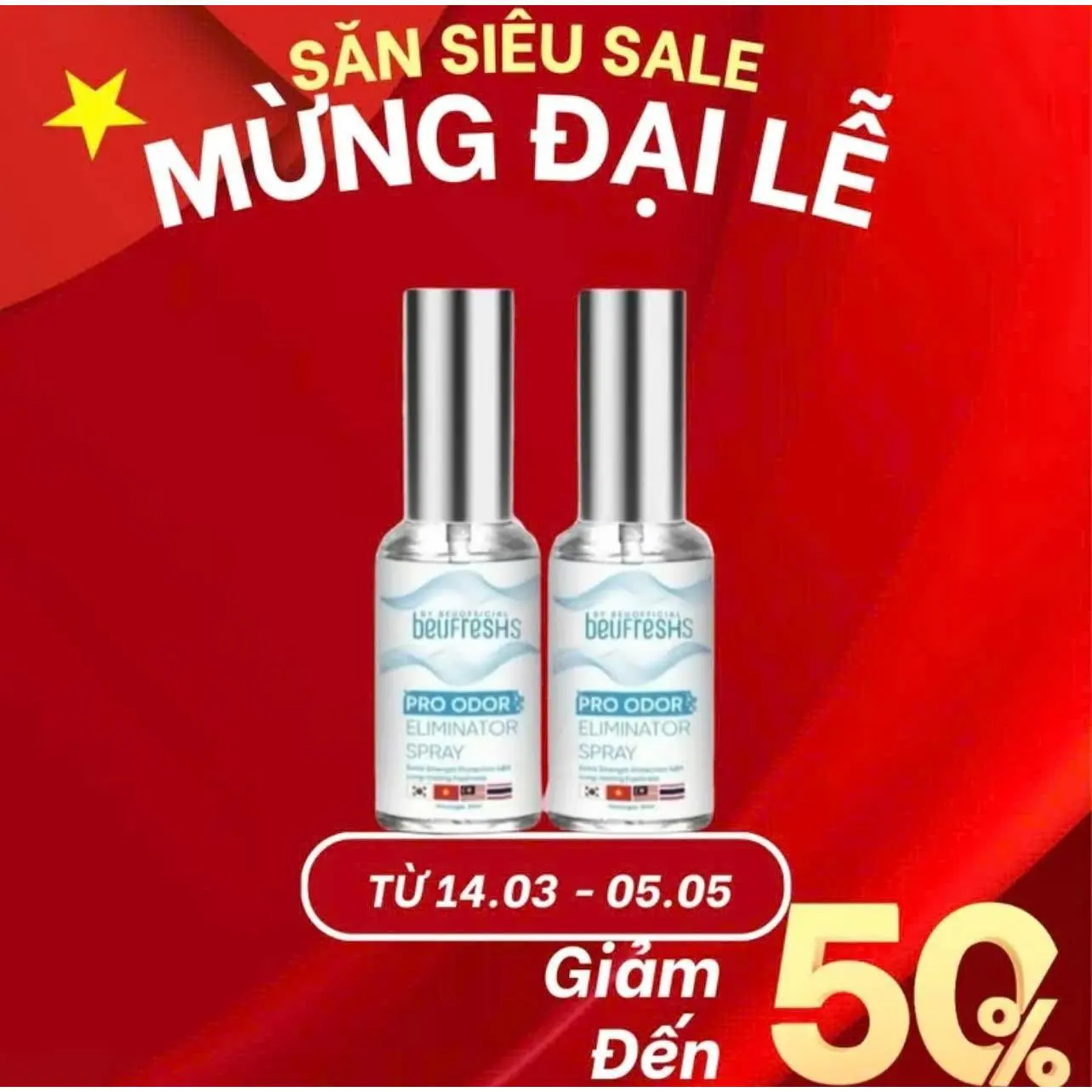 {Mua 1 tặng 1} xịt khử mùi toàn thân, lăn khử mùi BEUFRÉSHS PRO ngăn tiết mồ hôi, hạn chế mùi cơ thể 30ml