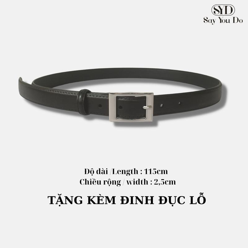 Thắt Lưng da bò LUCAS mặt khoá vuông bản dây 2.5cm tặng kèm đinh đục lỗ lỗi 1 đổi 1 Bảo Hành 12 Tháng - SYD KV26
