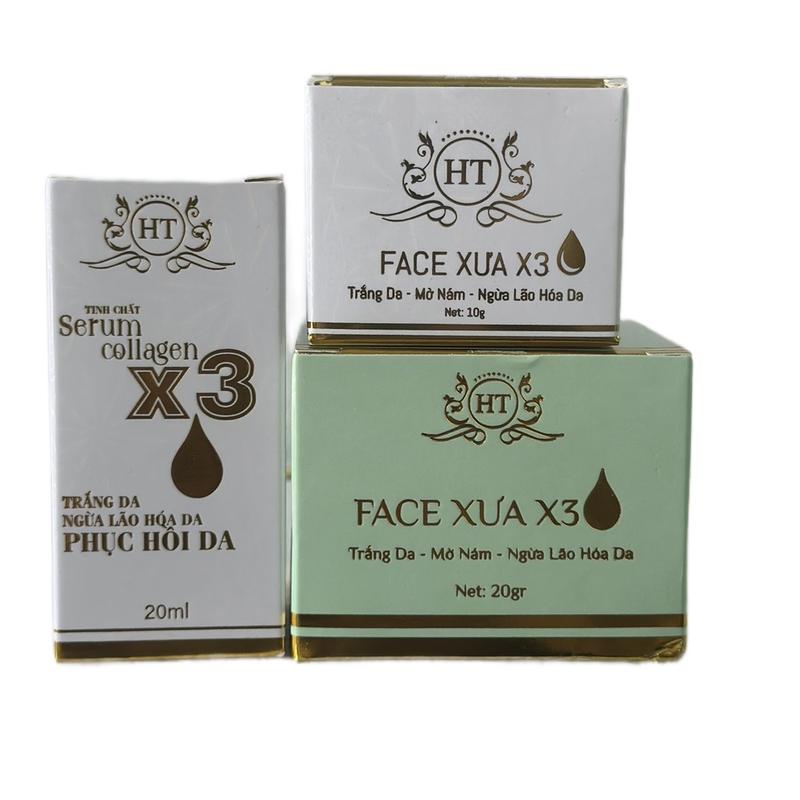 Bộ kem 3 món dưỡng da kem face ngày kem face đêm serrum 20ml hổ trợ da đen xạm xỉn màu