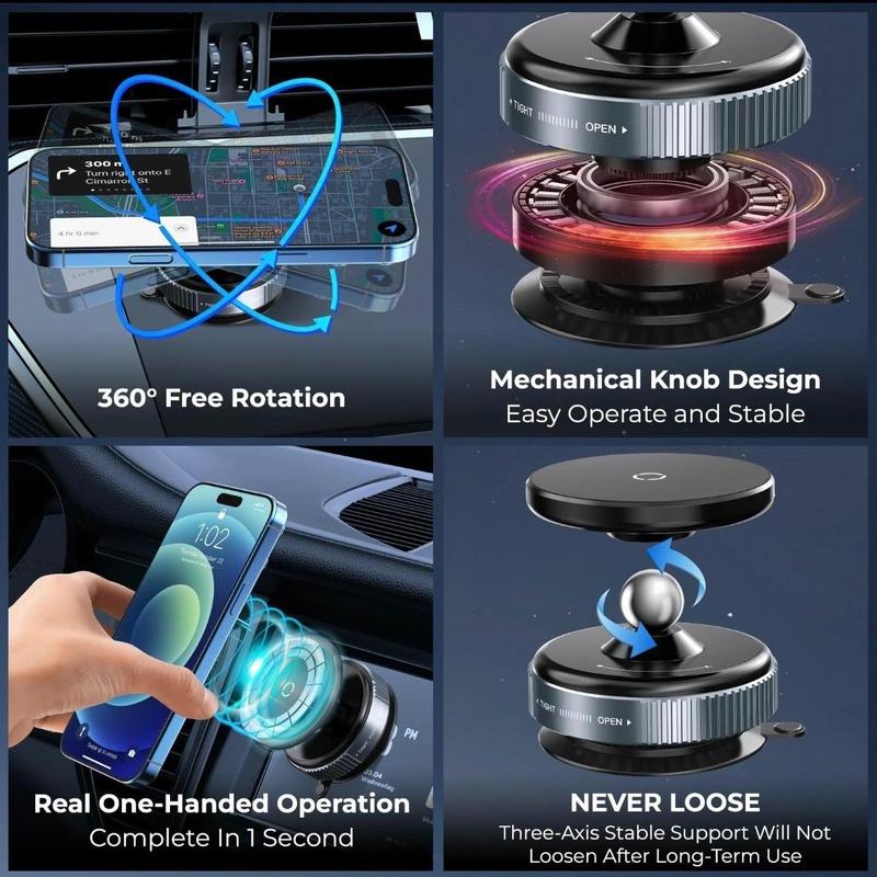 Vacuum Magnetic Suction Phone Mount, Magnetic Car Phone Holder, Car Accessories for iPhone 16 15 14 13, Ideal for Gym/Mirror/Shower/Smooth Surface, Car Essentials 8