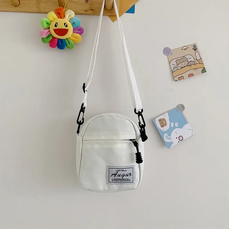 Women's Mini Canvas Messenger Bag Korean Japanese Cute Street Style Crossbody Tote Bag with Zipper Closure Adjustable Strap for Daily Commuting Shopping Lightweight Durable Design