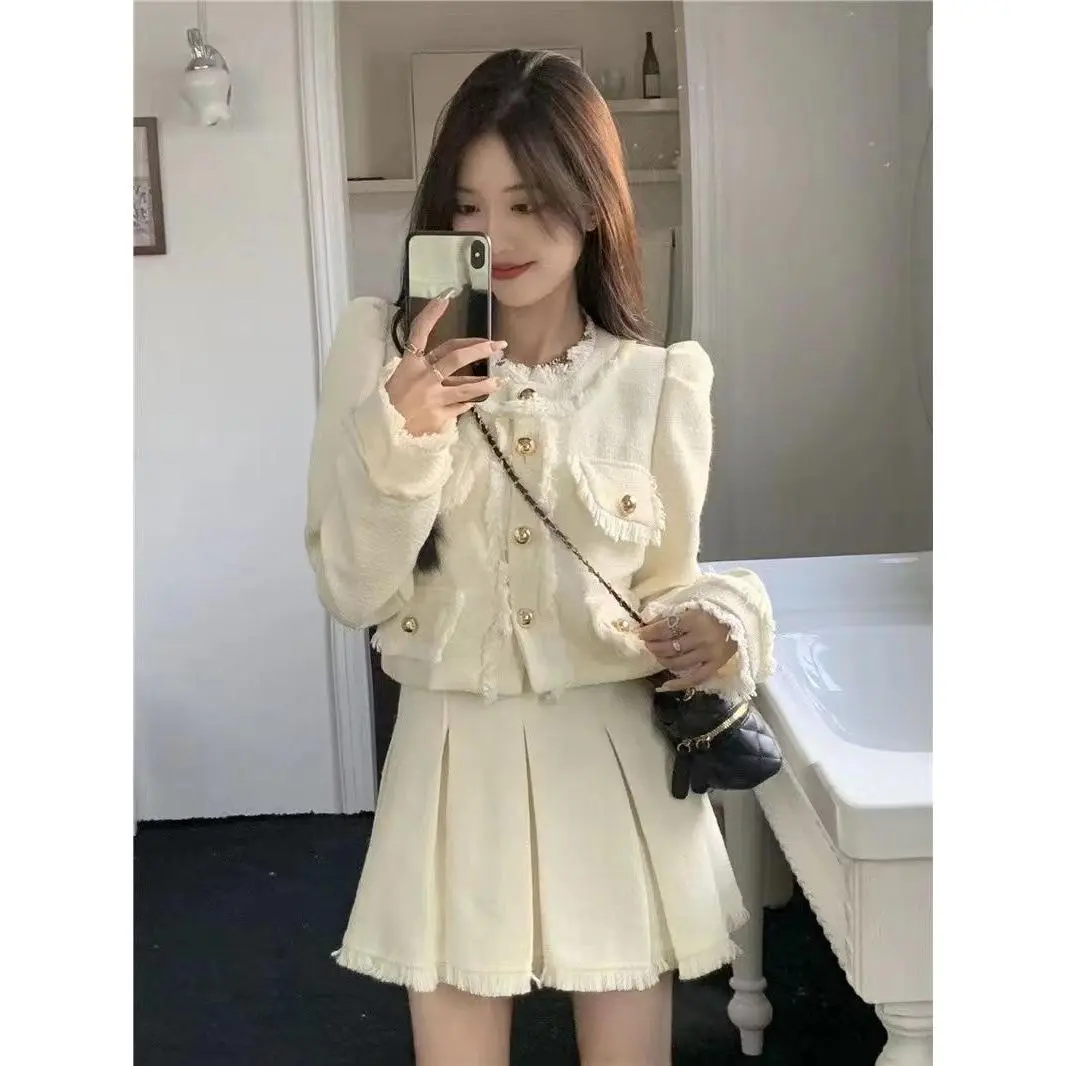 Váy Phù Hợp Với Tua Rua Bộ Hai Mảnh, Bộ Sưu Tập Năm 2025, Thích Hợp Cho Mùa Xuân Và Mùa Thu, Có Thể Mặc Ngoài Trời, Áo Và Váy Xã Hội Ngắn Thanh Lịch, Có Thể Mặc Hai Mảnh