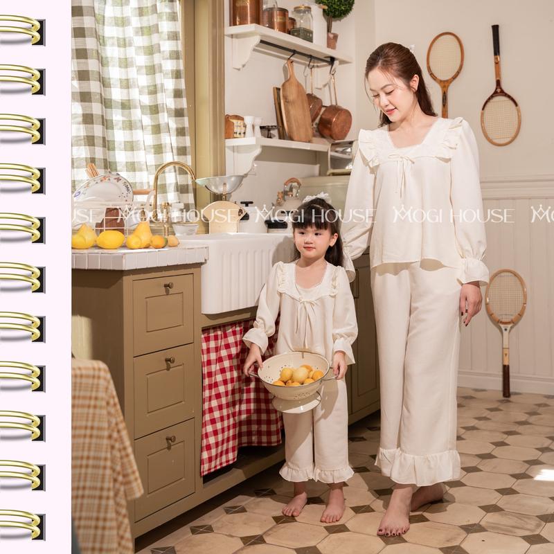 Đồ Ngủ Đôi Mẹ & Bé - DAISY SET, Đồ Ngủ Thu Đông Chất Đũi Mềm Thoáng Mát, Bé 1-5 Tuổi MOGI HOUSE 4