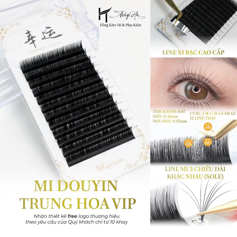 Mi Douyin VIP chuẩn Trung Hoa Sole, Dày 0.07 cong J-B-C-D-LJ-LB-LC, siêu đen mềm hút keo, nối hiệu ứng siêu bay, Lông Mi Magiclash - Dụng Cụ Nối Mi - Thúy Hà