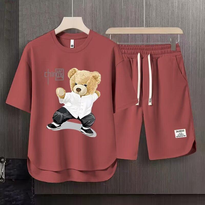 Sportswear Suit Men's Summer Short-Sleeved T-shirt Basketball Jersey Casual Shorts Two-Piece Korean Style Trendy 2025 2