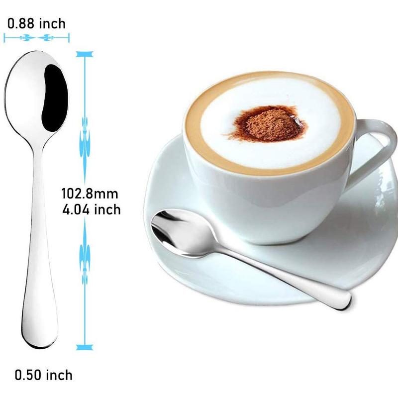 Product Introduction of 12 Pack Little Coffee Spoons, 410 Stainless Steel Mini Spoons for Demitasse Espresso Daily Use, 4.04 Inches 17